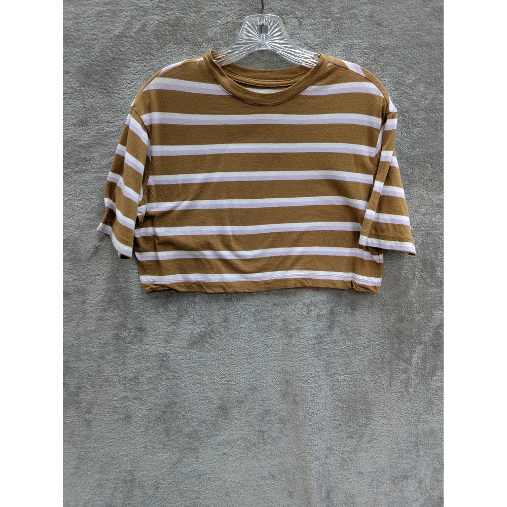 Retro Striped Cropped Tee Shirt Women Small Casual Indie Sleaze Hipster